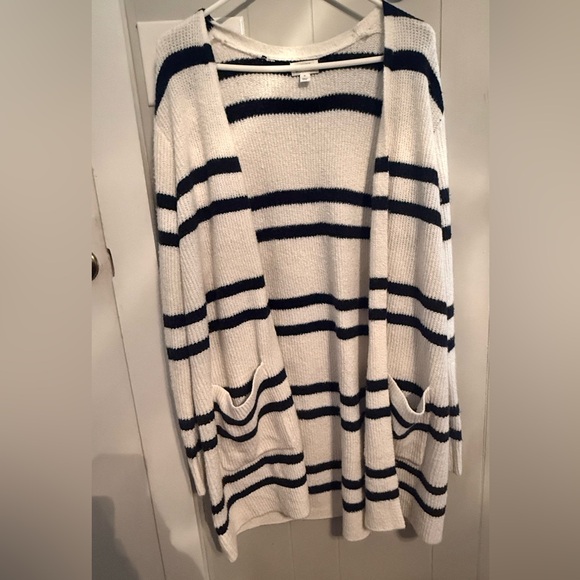 Sweaters - Striped Open-Front Cardigan Sweater